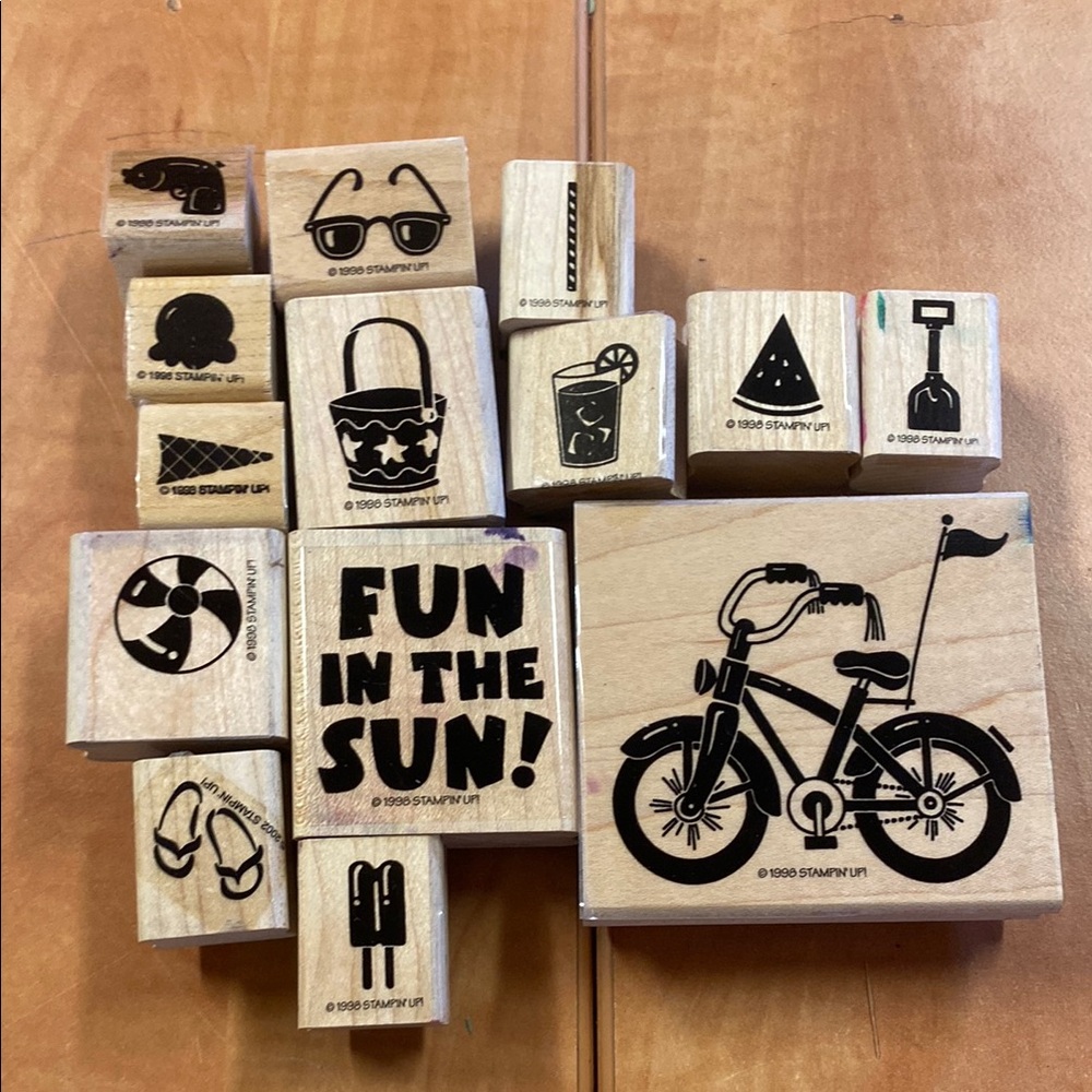 Stampin' Up! Fun in the Sun Wooden Stamp Set - Natural vintage 1998 summer